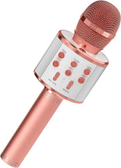 GIFTMIC Kids Microphone for Singing, Wireless Bluetooth Karaoke Microphone for Adults, Portable Handheld Karaoke Machine, Toys for Boys and Girls Gift for Birthday Party (Rose Gold)