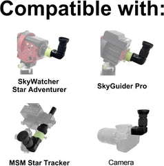 Right Angle Viewfinder with Adapter for Polar Scope, Built-in Diopter and 360°Rotating with 1X - 2X Magnification for A Comfortable View When Doing Polar Alignment