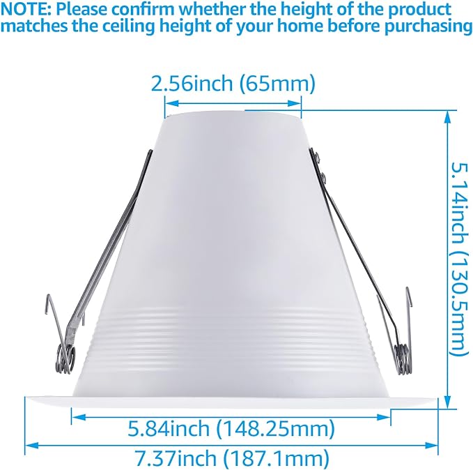 TORCHSTAR 12-Pack 6 Inch Recessed Can Light Trim, Air Tight Baffle Trim, IC-Rated Anti-Glare 6 Inch Can Light Trim, Self-Flanged Recessed Light Trim, White