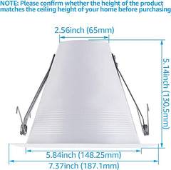 TORCHSTAR 12-Pack 6 Inch Recessed Can Light Trim, Air Tight Baffle Trim, IC-Rated Anti-Glare 6 Inch Can Light Trim, Self-Flanged Recessed Light Trim, White