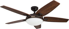 Honeywell Ceiling Fans Carmel, 48 Inch Contemporary Indoor LED Ceiling Fan with Light, Remote Control, Dual Mounting Options, Dual Finish Blades, Reversible Motor - 50197-01 (Bronze)