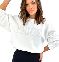 Bride Sweatshirt, Engagement gift, Future Mrs Sweatshirt, Bride to be Gift, Embossed Bachelorette Gift, New Mrs, Fiancee Gift, Newly Engaged (L, White)