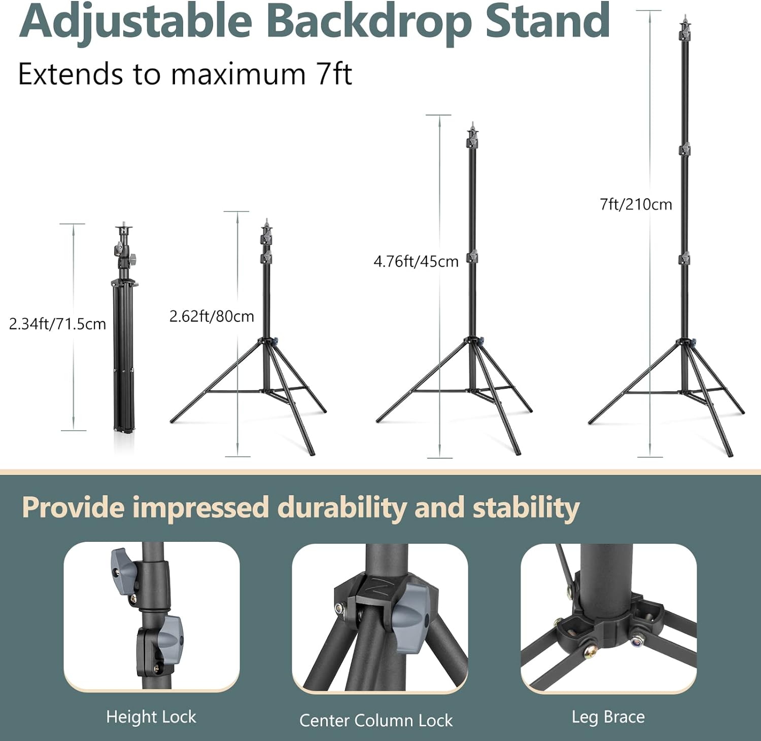 Aureday Backdrop Stand, 10x7Ft Adjustable Photo Backdrop Stand Kit with 4 Crossbars, 6 Background Clamps, 2 Sandbags, and Carrying Bag for Parties/Wedding/Photography/Festival Decoration