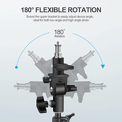 WELLMAKING U-Shape Camera Flash 180°Swivel Mount Bracket with Standard 1/4 to 3/8 inch Metal Male Screw Spigot Stud Compatible for Umbrella Softbox Reflector Holder Stand for Video Light Studio Light