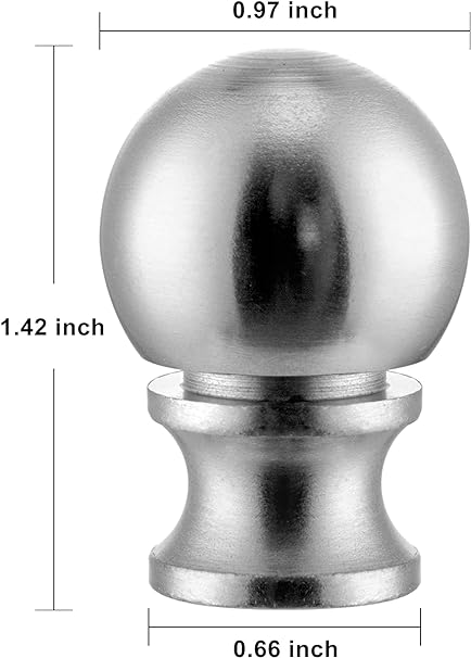 2 Pack Ball Lamp Finials for Lamps Top Knob, Lamp Nut (Dual - Thread), Lamp Shade Holder Screw Cap, Silver Lamp Finial Head Decoration Topper for Table and Floor Lamps