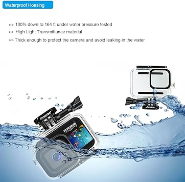 Husiway Accessories Kit for Gopro Hero 12 11 10 9 Black Waterproof Housing Silicone Case Glass Screen Protector Bundle for Go pro Gopro12 Gopro11 Gopro10 Gopro9 Hero12 Hero11 Hero10 Action Camera 62E