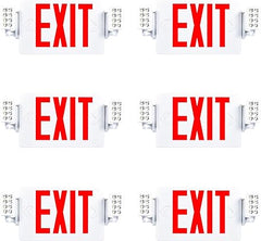 Sunco 6 Pack LED Exit Signs with Emergency Lights, Double Sided Adjustable LED Emergency Combo Light with Backup Battery, Hard Wired, Commercial Grade, 120-277V, Fire Resistant (UL 94V-0)