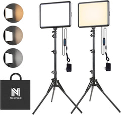 2-Pack Photography Lighting Kit, NiceVeedi 22W LED Video Light Kit, 2900-7000K Studio Light with Tripod Stand, 73" Stream Light for Video Recording