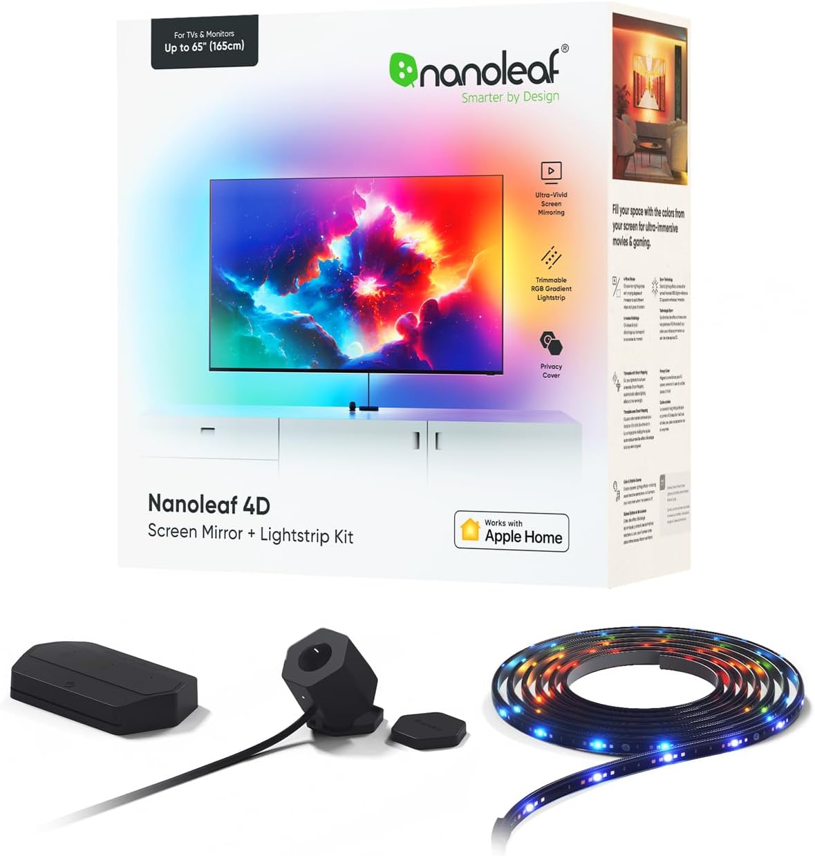 Nanoleaf 4D - TV Sync Camera and Smart Addressable Gradient Lightstrip Kit, Immersive TV LED Backlights, Bias Lighting for Home Theatre & Console Gaming (Up to 65" TVs and Monitors)