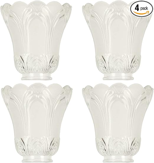 XIDING Clear & Frosted Ceiling Fans Light Covers Glass Shade, Transitional Style Replacement Glass Shade with Standard 2-1/8" Fitter Size, 4-4/5" high x 5" Diameter, Pack of 4