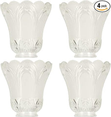 XIDING Clear & Frosted Ceiling Fans Light Covers Glass Shade, Transitional Style Replacement Glass Shade with Standard 2-1/8" Fitter Size, 4-4/5" high x 5" Diameter, Pack of 4