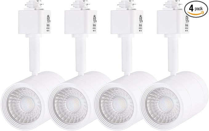 LEONLITE 4-Pack 8.5W LED Track Lighting Heads, CRI90 H Track Lighting, Dimmable Track Light Heads, ETL & ES Listed, 38° H Track Lighting Heads, 4000K Cool White, Matte White