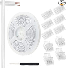 RGBZONE 10Pcs 𝟯𝗣𝗶𝗻 𝟭𝟬𝗺𝗺 𝗟𝗘𝗗 𝗦𝘁𝗿𝗶𝗽 𝗖𝗼𝗻𝗻𝗲𝗰𝘁𝗼𝗿𝘀 and 32.8ft 3Pin LED Extension Cable Wire Strip to Wire for 10mm Wide Waterproof or Non-Waterproof WS2811 WS2812B LED Strip Light