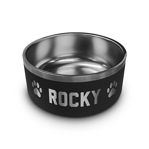 Personalized Dog Bowl - Engraved Dishwasher Safe - Custom Stainless Steel Non Slip 16 oz., 32 oz. or 64 oz. Dog Bowls with Pet's Name, Insulated Dog Food and Water Dishes, Pet Feeding Supplies Bowl