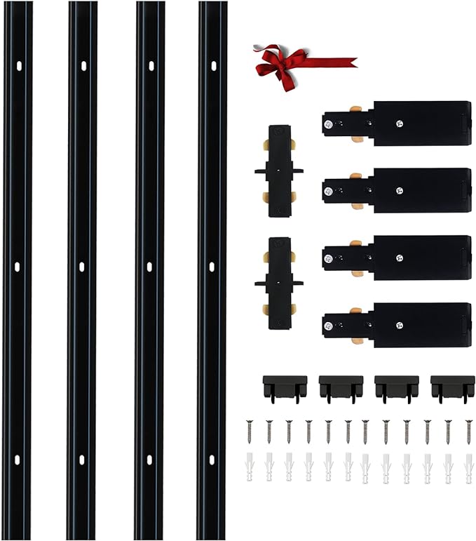 Bravsekai H Type Track Lighting Rails 4PCS 120V Single Circuit 3-Wire H Track Rail White 13 feet (3.26*4 Feet) with Wall Anchors and Screws Made of Aluminum and Flame Retardant PVC Strength Guarantee