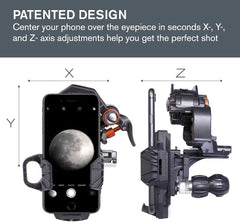 Celestron – NexYZ – 3–Axis Universal Smartphone Adapter for Telescope – Digiscoping Smartphone Adapter – Capture Images and Video Through Your Telescope or Spotting Scope