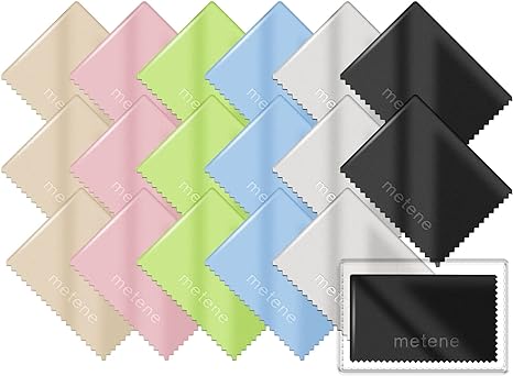 Metene 18 Pack Microfiber Cleaning Cloths (6"x7") in Individual Vinyl Pouches | Glasses Cleaning Cloth for Eyeglasses, Phone, Screens, Camera Lens and Other Delicate Surfaces Cleaner (Multi-Colored)