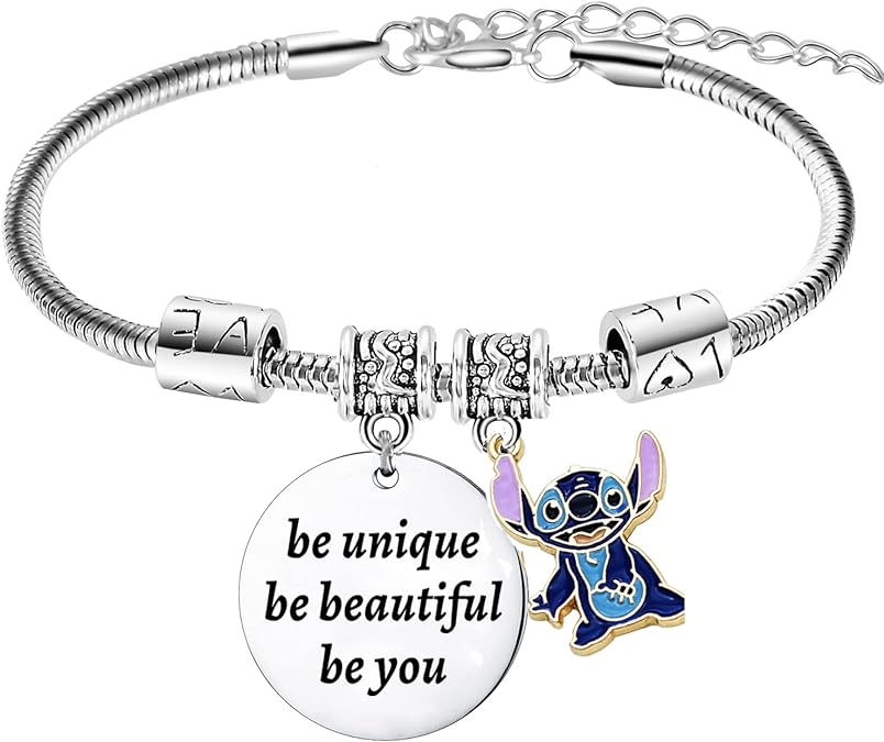 Mebvdebe Stitch Gift Inspirational Bracelet Stitch Charm Bracelet ohana Bracelets Gifts for Niece Nephew Stitch Birthday Gifts Stitch Gifts for Girls Boys Stitch Jewellery