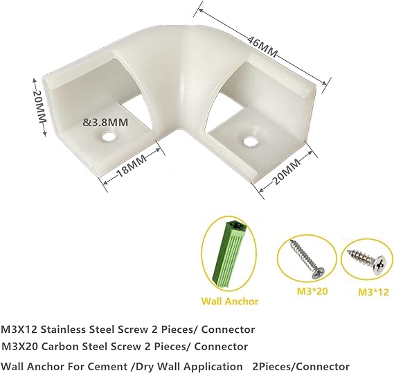 THMOOTHER 8-Pack 16MM Wide V Shape LED Strip Channel 90 Degree White Connector,Under Cabinet 45 Curved Cover profile Corner Kit,Inner Right Angle Turning link Solution With Mounting Kit (White)