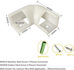 THMOOTHER 8-Pack 16MM Wide V Shape LED Strip Channel 90 Degree White Connector,Under Cabinet 45 Curved Cover profile Corner Kit,Inner Right Angle Turning link Solution With Mounting Kit (White)