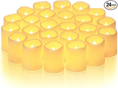 Homemory 24Pack Flickering Flameless Votive Candles, 200+Hour Electric Fake Candles, Battery Operated LED Tealight for Wedding, Outdoor, Table, Festival (Warm White,Battery Included)