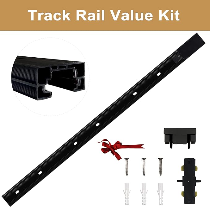 Bravsekai 3.28ft H Type Track Lighting Rail for Track Lighting System Single Circuit 3-Wire-1 H Track Rail with Extra I Connector and End Caps Value Set