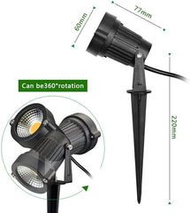 Z Outdoor Landscape LED Lighting 5W Waterproof Graden Lights COB Led Spotlights with Spiked Stand for Lawn Decorative Lamp US 3- Plug 3500K Warm White Lights (2 Packs)