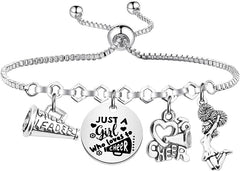 TIIMG Cheerleader Gift Just a Girl Who Loves To Cheer Cheerleading Jewelry for Girls Daughter