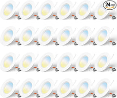 Amico 24 Pack 5/6 inch 5CCT LED Recessed Lighting, Dimmable, 12.5W=100W, 950LM, 2700K/3000K/4000K/5000K/6000K Selectable, Retrofit Can Lights with Baffle Trim, IC & Damp Rated - ETL & FCC Certified