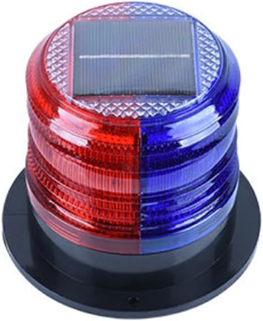 Aolyty Solar Strobe Warning Light with Strong Magnetic Base LED Warning Lamp Super Bright Solar Safety Flashing Light Waterproof for Construction, Traffic, Factory, Crane Tower, Dock (Red&Blue)