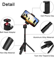 Black Extendable Selfie Stick Mini Tripod 2 in 1, Compatible with GoPro Max Hero 10 9 8 7 6 5 4 AKASO Action Camera, Portable Handle Vlog Tripod for All Action Cameras and Smart Phone