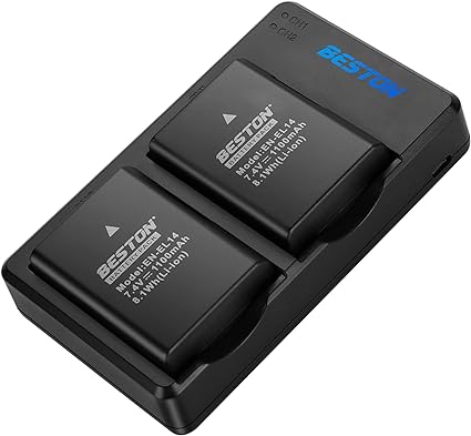 BESTON 2-Pack EN-EL14 / EN-EL14a Battery Packs and Rapid USB Charger for Nikon D3100 D3200 D3300 D3400 D3500 D5100 D5200 D5300 D5500 D5600 DF Coolpix P7000 P7100 P7700 P7800 Cameras