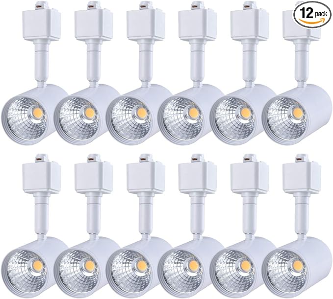 mirrea 12 Pack LED Track Lighting Heads Compatible with Single Circuit H Type Rail Ceiling Spotlight for Accent Task Wall Art Exhibition Lighting 6.5W White Painted (3000K Warm White)