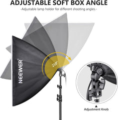 NEEWER 700W Equivalent Softbox Lighting Kit, 2Pack UL Certified 5700K LED Lighting Bulbs, 24x24 inches Softboxes with E26 Socket, Photography Continuous Lighting Kit Photo Studio Equipment