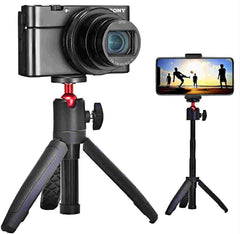 Black Extendable Selfie Stick Mini Tripod 2 in 1, Compatible with GoPro Max Hero 10 9 8 7 6 5 4 AKASO Action Camera, Portable Handle Vlog Tripod for All Action Cameras and Smart Phone