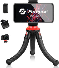 Fotopro Mini Phone Tripod for Smartphone, Flexible Tripod with Bluetooth Remote, Tabletop Travel Tripod with Smartphone Mount for Camera, iPhone, Action Camera