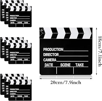 10 Pieces Movie Film Clap Board, 7 x 8 Inch Cardboard Movie Clapboard Movie Directors Clapper Writable Cut Action Scene Board for Movies Films Photo Props(White)