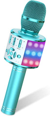 Amazmic Kids Karaoke Microphone Machine Toys for Girls Bluetooth Microphone with LED Light, Birthday Gift for Girls Boys 3 4 5 6 7 8 9 10 11 12 Year Old Kids Toys(Blue)