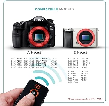 Foto&Tech IR Wireless Remote Control Compatible with Sony A7R IV III II,A7III A9 A7 II A7 A7R A7S A6600 A6500 A6400 A6300 A6000 A55 A65 A77 A99 A900 A700 A580 A560 A550 A500 NEX-7 NEX-6 NEX5T NEX-5R