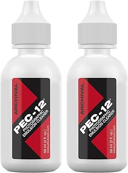 PEC-12 Photographic Emulsion Cleaner - Remove Non-Water Based Stains, Grease & Ink from Emulsions and Bases - For Cleaning 35mm Film, Photo Negative, B&W Slide with Dropper Tip (2oz) 2-Pack