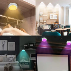 Cadrim Puck Lights, 13 Colors Changeable LED Puck lightings Battery Powered Dimmable Under Cabinet Lights, Battery Powered Under Counter Lights with 2 Wireless Remote Controls for Kitchen(6 Pack)