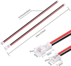 10 Pairs 1.25 mm JST 2 Pin Micro Electrical Male and Female Connector Plug with 80mm Wire Cables