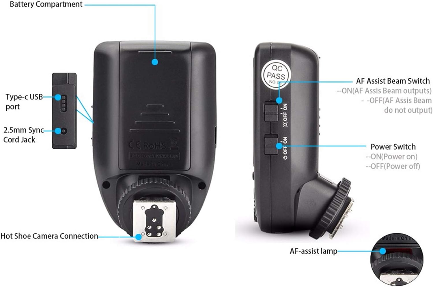 GODOX Xpro-C 1/8000s HSS TTL Wireless Flash Trigger 5 Dedicated Group Buttons 11 Customizable Functions for Canon EOS Hotshoe Camera Flash TT350C V350C TT685C V860 V850 AD200 AD400Pro AD600 Pro AD600