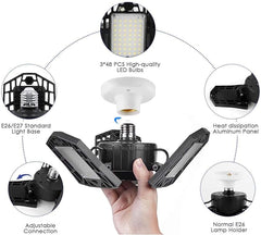 ANYPOWK LED Garage Light - 6000 Lumen 6500K Daylight 60W, Three Leaf Led Garage Ceiling Lights