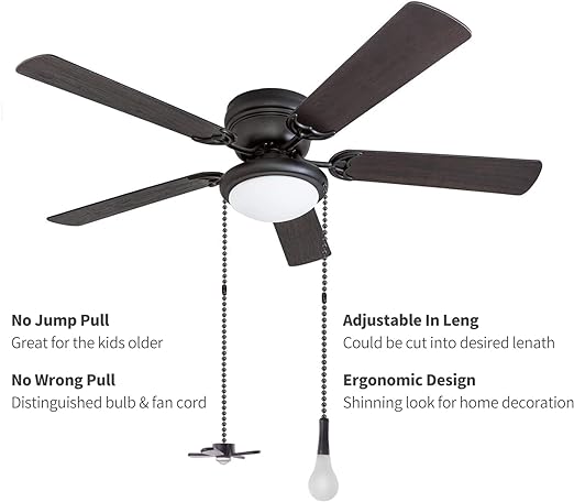 Ceiling Fan Pull Chain, 2 pieces 3mm Diameter Beaded Ball Fan Pull Chain, 12 Inches Fan Pulls Set with Connector (ORB)