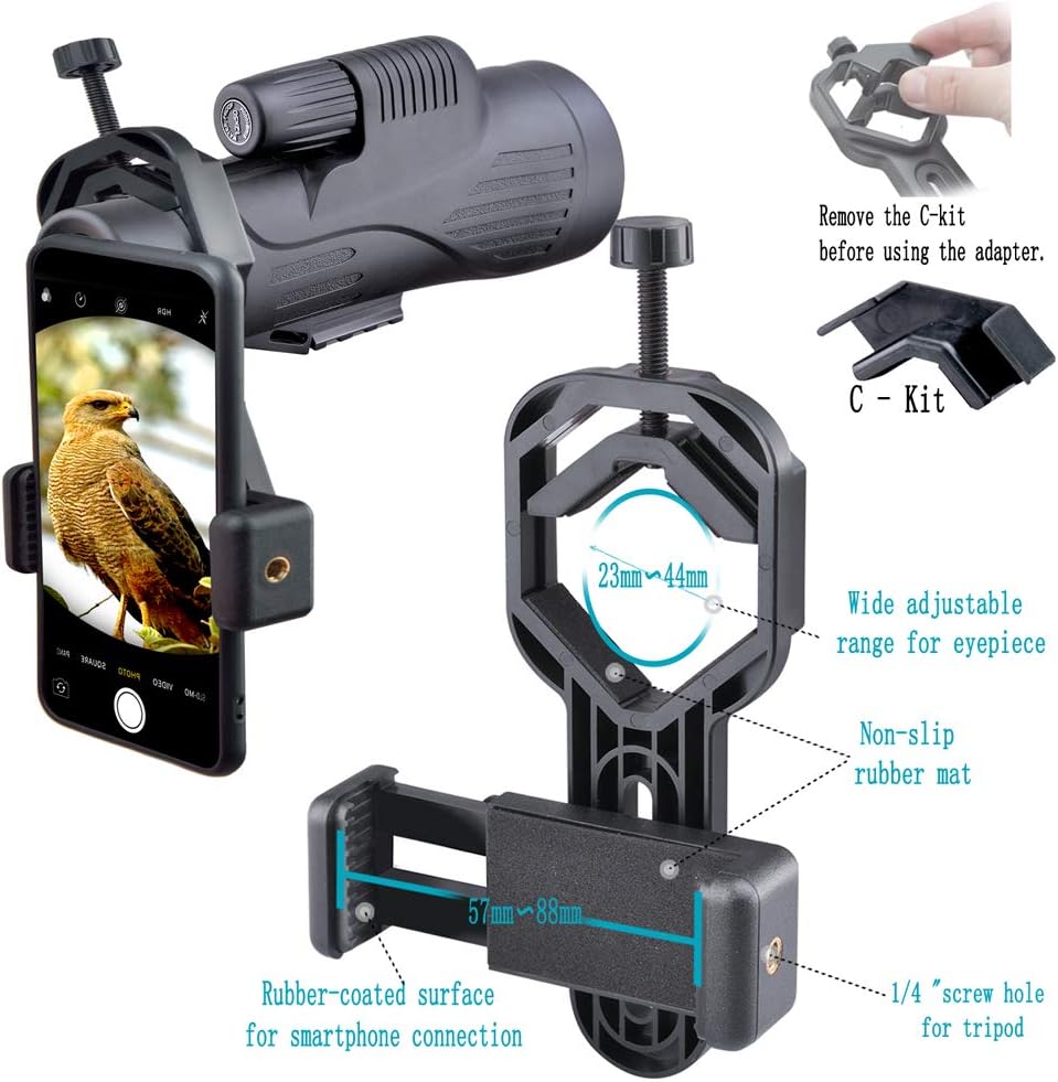 Starboosa Smartphone Telescope Adapter Camera Mount, Universal Phone Mount, Work with Telescope Spotting Scope Microscope Monocular Binocular - Fits iPhone, Samsung, HTC, LG and Smartphone