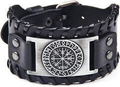 TURTLEDOVE Viking Bracelet Norse Vegvisir - Nordic Bracelet with Runic Compass - Celtic Pagan Jewelry