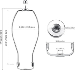 9 Inch Nickel Lamp Harp Holder Kit with Finial and Detachable Light Duty Saddle Base, Saangseon Set of 2 DIY Lighting Accessories Horn Frame Lampshade Bracket for Table and Floor Lamp