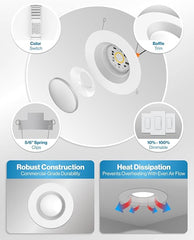 Sunco 24 Pack 5/6 Inch LED Can Lights Retrofit Recessed Lighting Selectable 2700K/3000K/3500K/4000K/5000K Dimmable Baffle Trim 13W=75W, 1050 LM, Replacement Conversion Kit, UL Energy Star