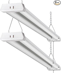 OOOLED 4FT Linkable 42W 4800LM 5000K LED Ceiling Lights for Garages, Pull Chain ON/Off, Linear Work Light Fixture with Plug, 2 Pack